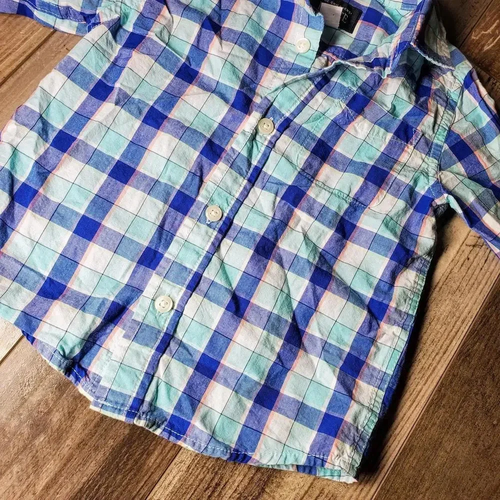 The Children's Place Boys Plaid Long Sleeve Button-Up Dress Shirt Size 2T